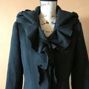 Wool Ruffle-trim Dress Coat